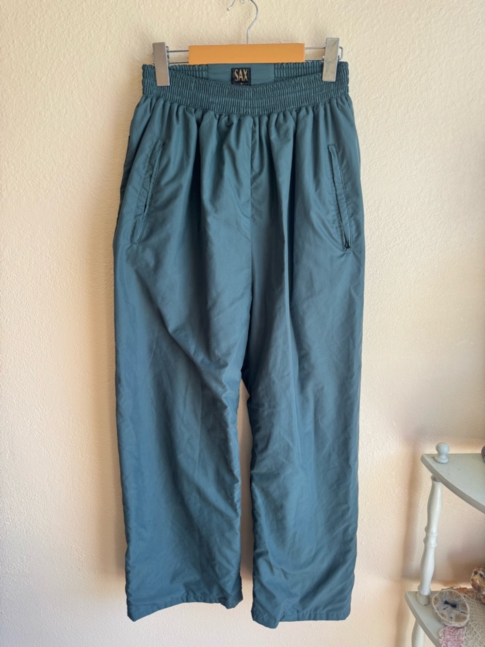 Vintage SAX water resistant baggy parachute style pants dark green size large - Picture 2 of 10